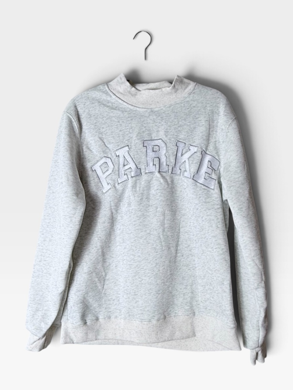 FAUX Parke Varsity Mockneck Sweater Women's Size Large Grey Fall (Z)
